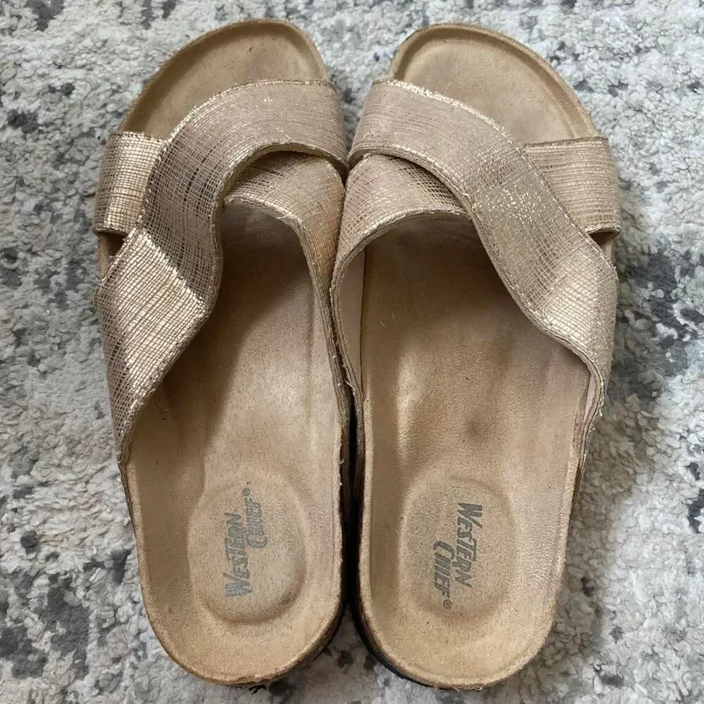 Western Chief gold birkenstock